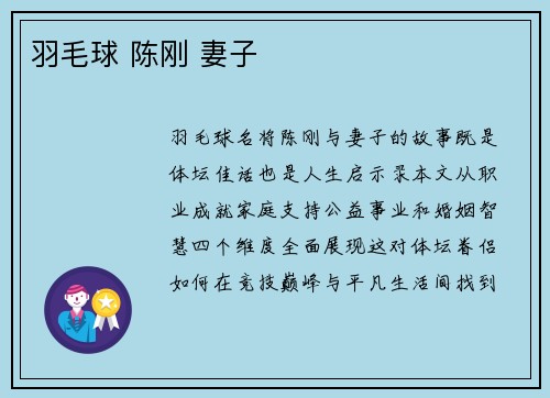 羽毛球 陈刚 妻子